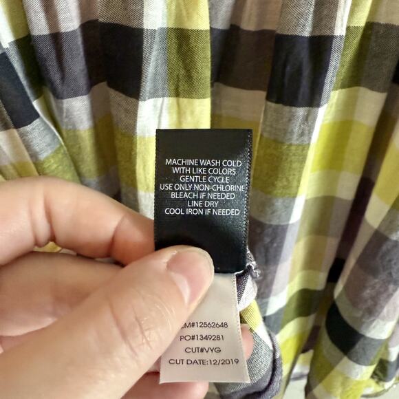 Torrid Size 1 Peplum Gauze Smocked Off-Shoulder Top - Purple Yellow Plaid - Picture 9 of 9